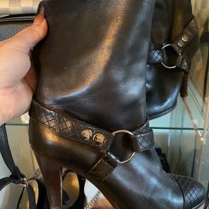 Chanel black calfskin booties very rare 37.5